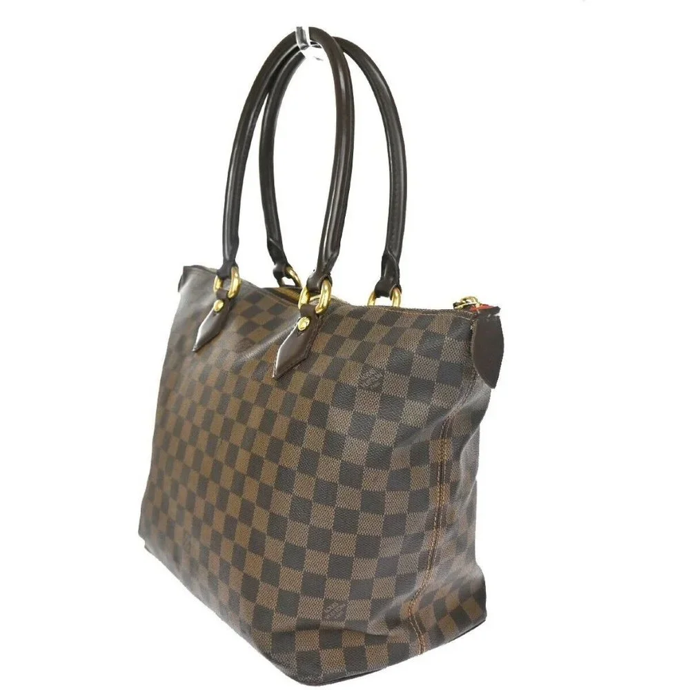 LOUIS VUITTON Saleya MM Shoulder Tote Bag Damier Ebene Leather